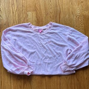 Pink Heart Embroidered cropped top
